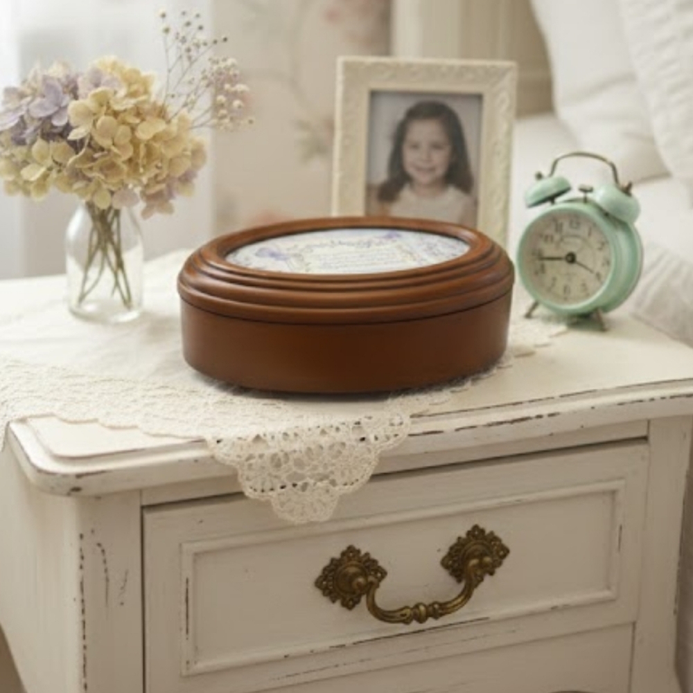Granddaughter Butterfly Woodgrain Musical Unchained Melody Jewelry Box